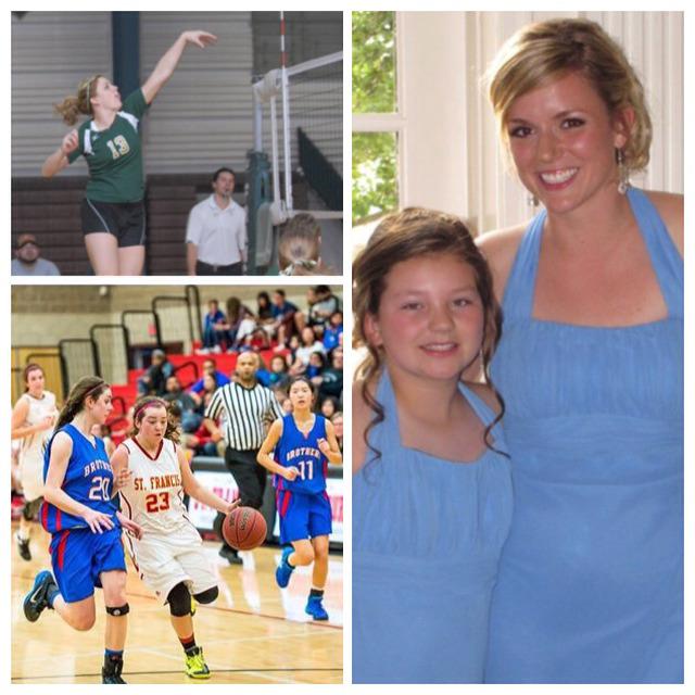 Skyler Maccoun, a sophomore at St Francis (JV Basketball), and her older sister Meghann Maccoun Nepil, who played college volleyball for Franciscan University in Steubenville, Ohio. #NationalSiblingDay