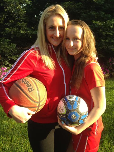 Alumna Maren Martinelli with her sister Lauren, who plays on the freshmen soccer team this season. Maren was a standout for the basketball team and is currently an assistant coach for the varsity team.