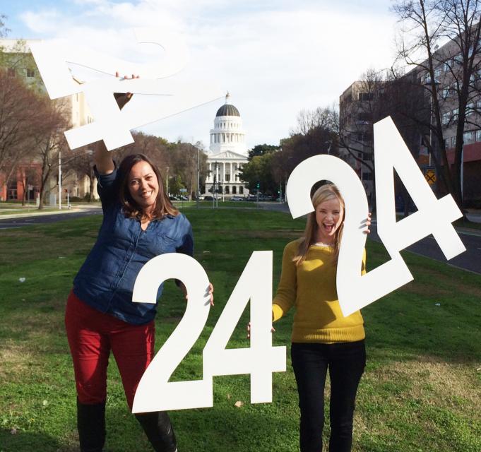  Jenna Dittman (Schwan '00) and Megan Read '00 support 24/24/24 right here in Sacramento in front of the beautiful Capitol building.