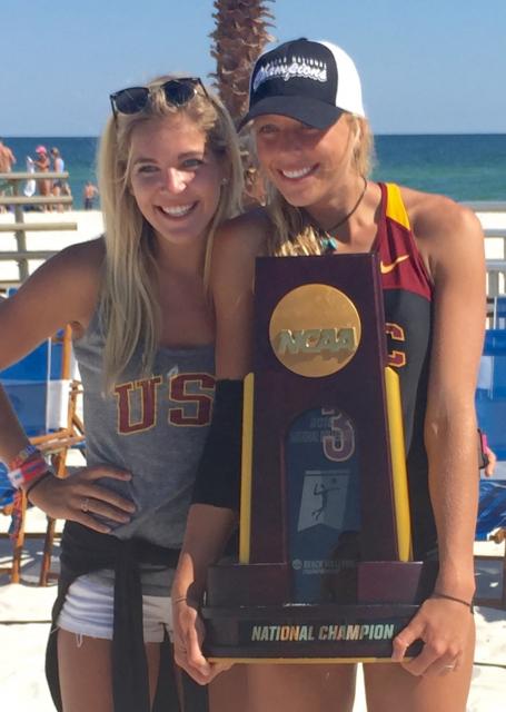 Zoe Nightingale ’11 (holding the trophy) with sister Noa Nightingale '14 after the NCAA Champioships.