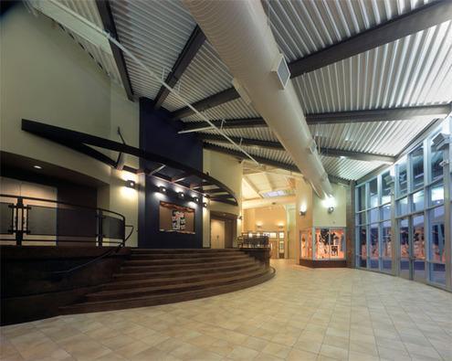 The theatre lobby doubles as a gallery, displaying the visual art produced in drawing, painting, figure sculpture, and AP Studio Art classes.