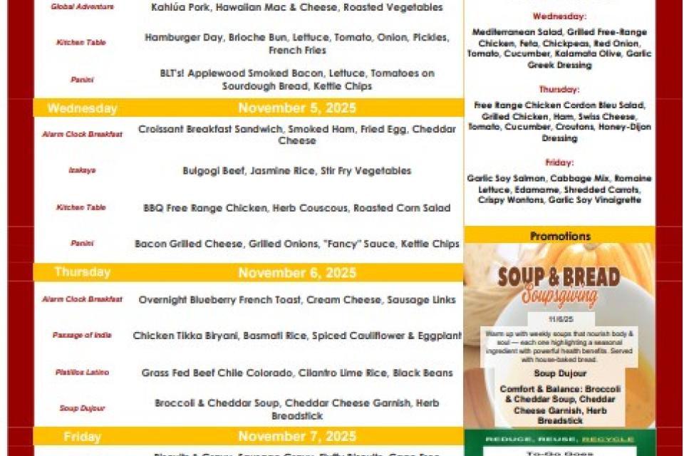 Menu Week of 11/3