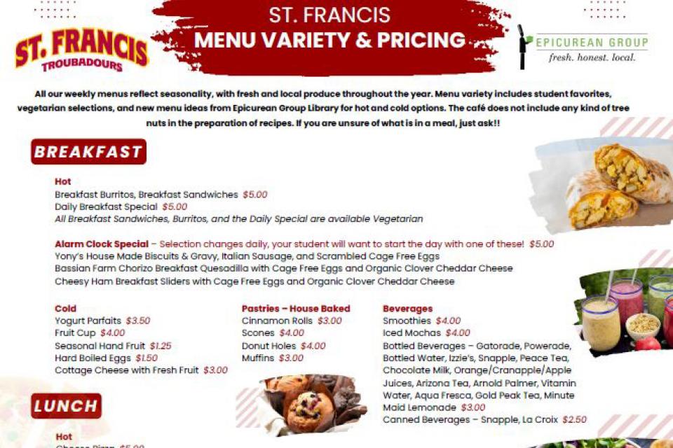 Variety Menu & Pricing