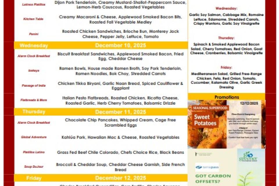 Menu - Week of 12/8
