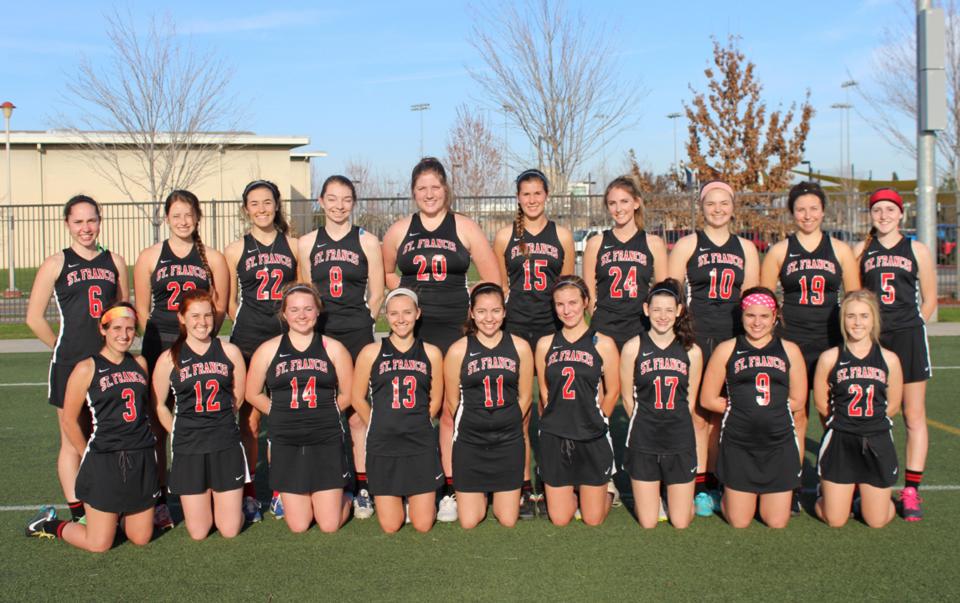 2015 St. Francis Varsity Lacrosse : Back Row (L to R): Erika Palmer, Zoe Pearlman, Maddie Merwin, Hannah Bailey, Colleen McClain, Mia Bonini, Madison McKim, Maggie Anderson, Sarah Brust, Juliette Vielhauer. Front Row (L to R): Marin Anderson, Kelly Chavez, Megan Hoffeditz, Ryleigh Bone, Emily Bush, Grace Kuchera, Meg Anderson, Grace Passantino, Hayley Kusserow.