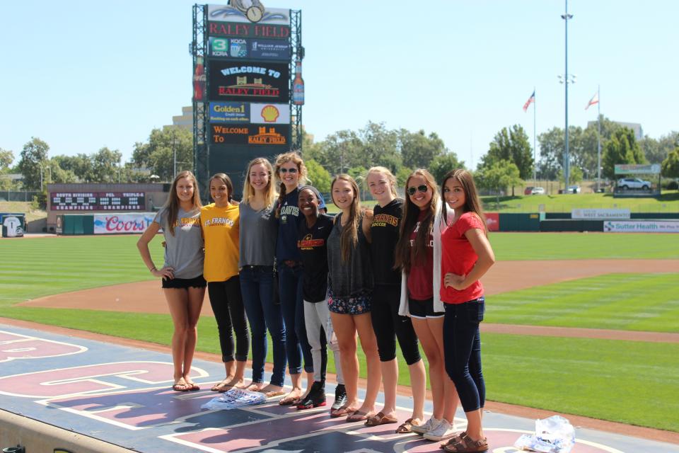 Eleven St. Francis Troubadours were among the honorees at the 2014-15 River Cats All-City team (From L to R): Ariane Arndt, Nicole Spring, Kyle Green, Anna Donald, Danika Bailey, Lauren Charter, Anna Gregg, Jennalyn Barthels and Chloe Mitchell (Not pictured Lauren Craig and Peyton Bilo).